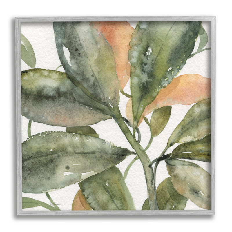 Gray Framed Botanical Bird of Paradise Canvas Print, 12" x 12"