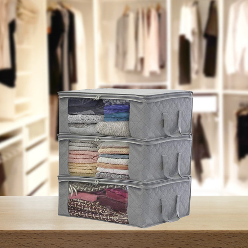 Rangement sous le lit en tissu, gris