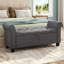 Elysian Linen Splayed Upholstered Armrest Storage Ottoman Bench Chaise-2117419058