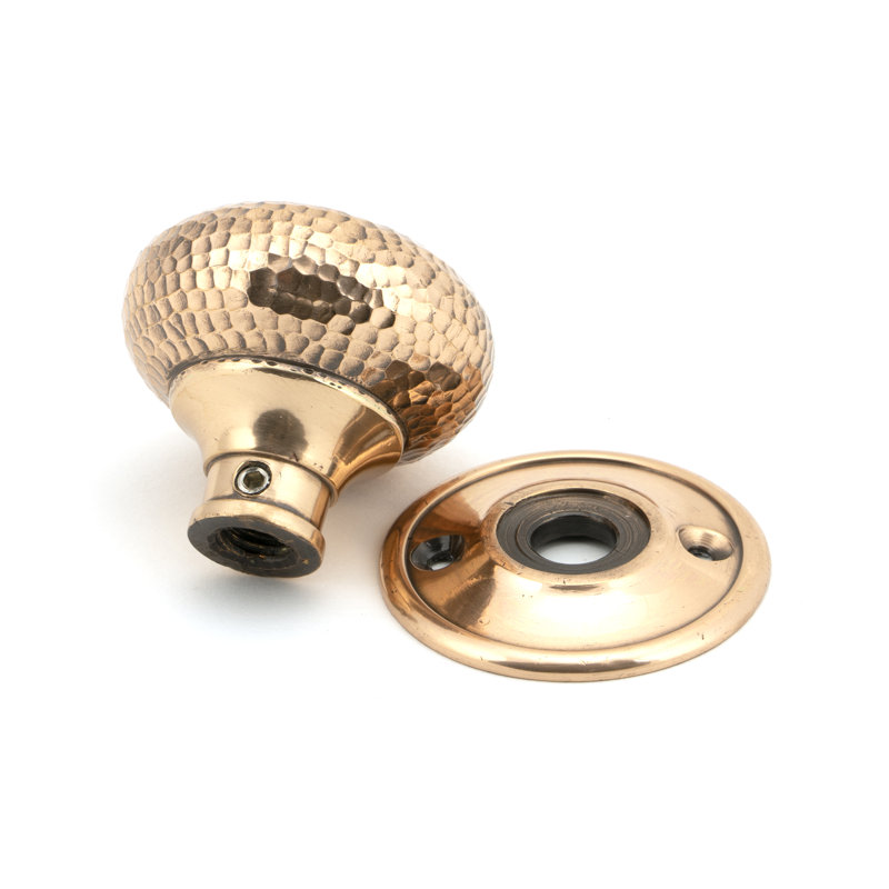 Hammered Mushroom Mortice/Rim Knob Set, Polished Bronze