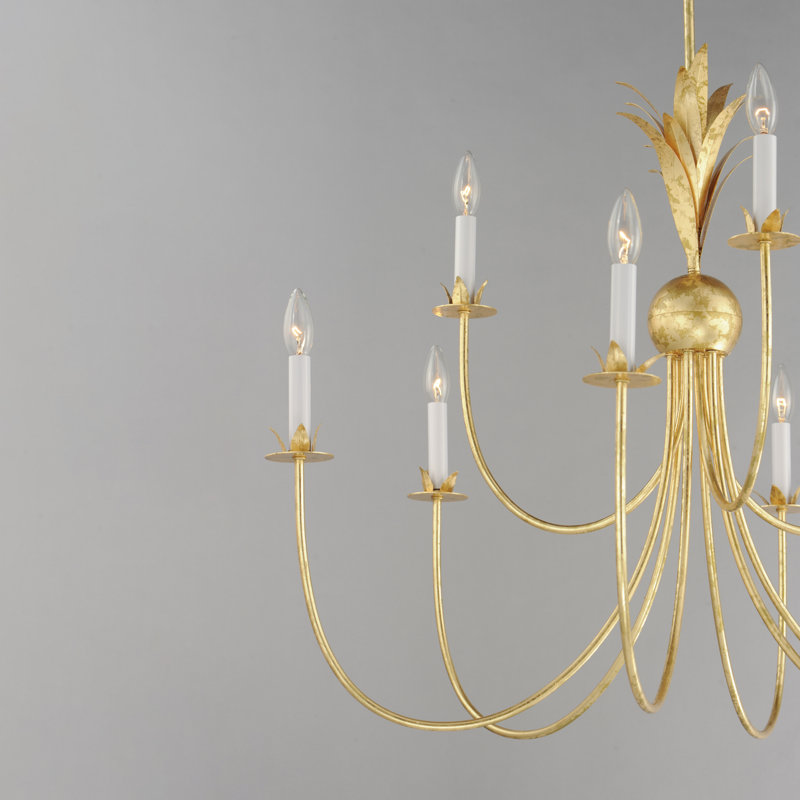 Ashelle 36" W 9-Light Dimmable Candle Style Chandelier, Gold Leaf