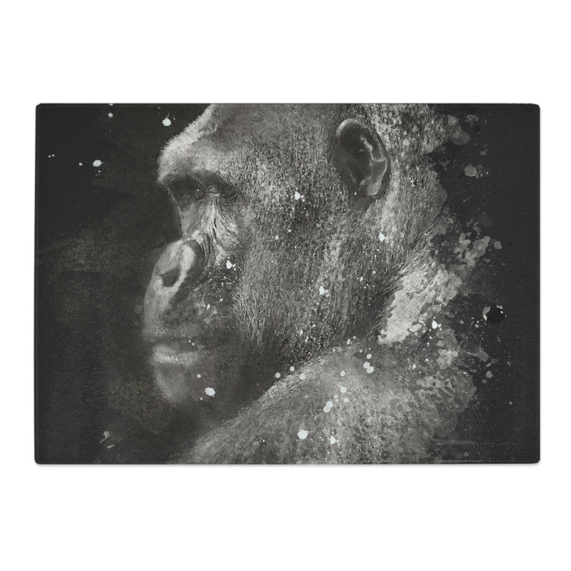 Tempered Glass Silverback Gorilla Chopping Board, 20 cm x 28.5 cm