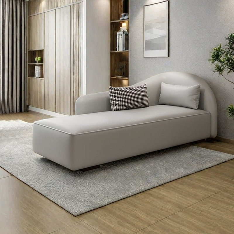 Chaises longues confortables en éponge et en bois massif, Orienté à droite, Gris clair