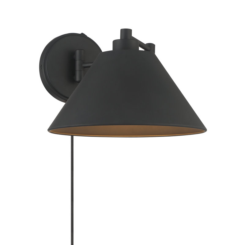 Applique murale 1 lumière Meridian en noir mat, Noir, Noir