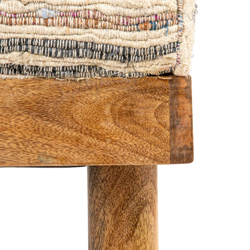Tatum Mango Wood Bench with Upholstered Top