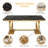 70" Faux Marble Top Metal Base Dining Table-93234938-93234939