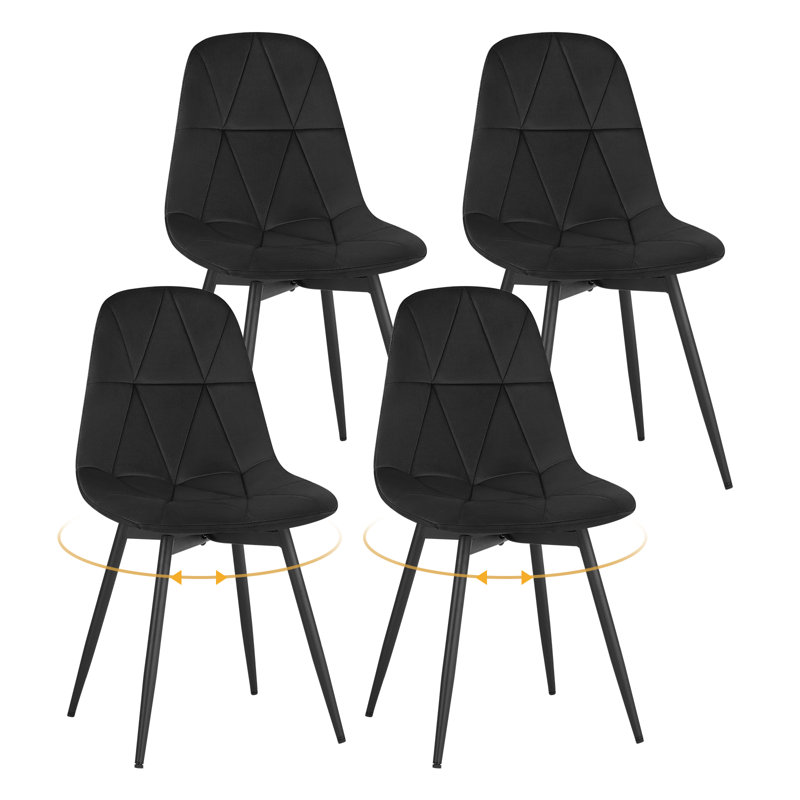 47cm H Velvet Upholstered Side Chair, Black