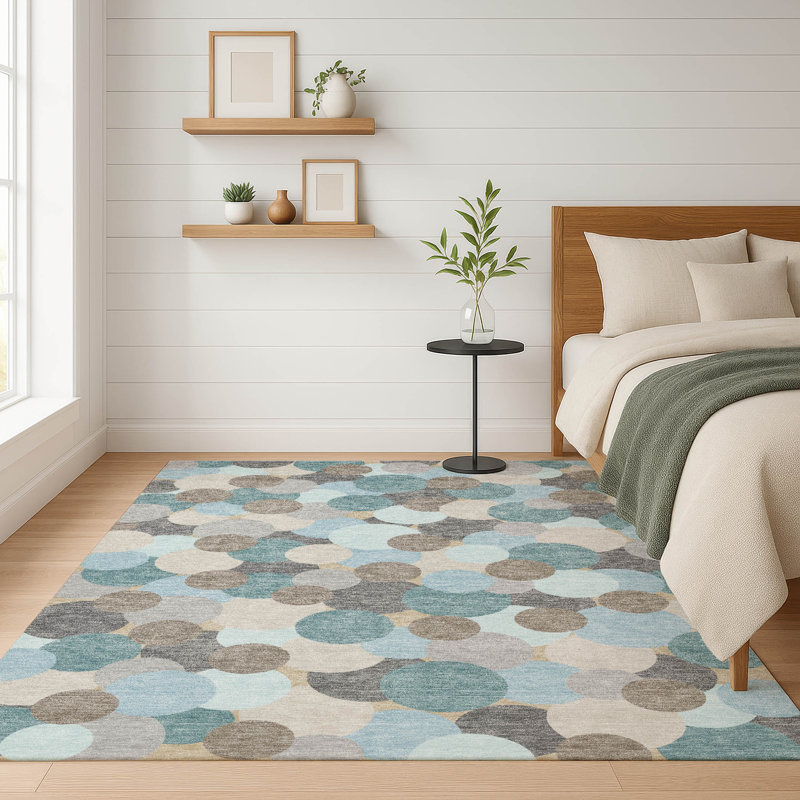 Tapis intérieur / extérieur lavable à la machine Chantille ACN2450, Turquoise, 3 pi x 5 pi