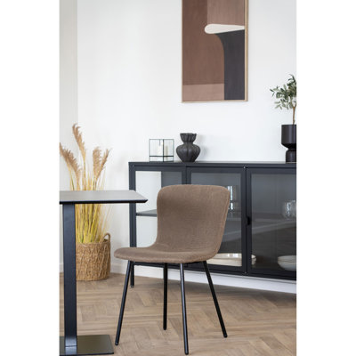Bettles 48cm H Polyester Upholstered Parsons Chair in Dark Brown
