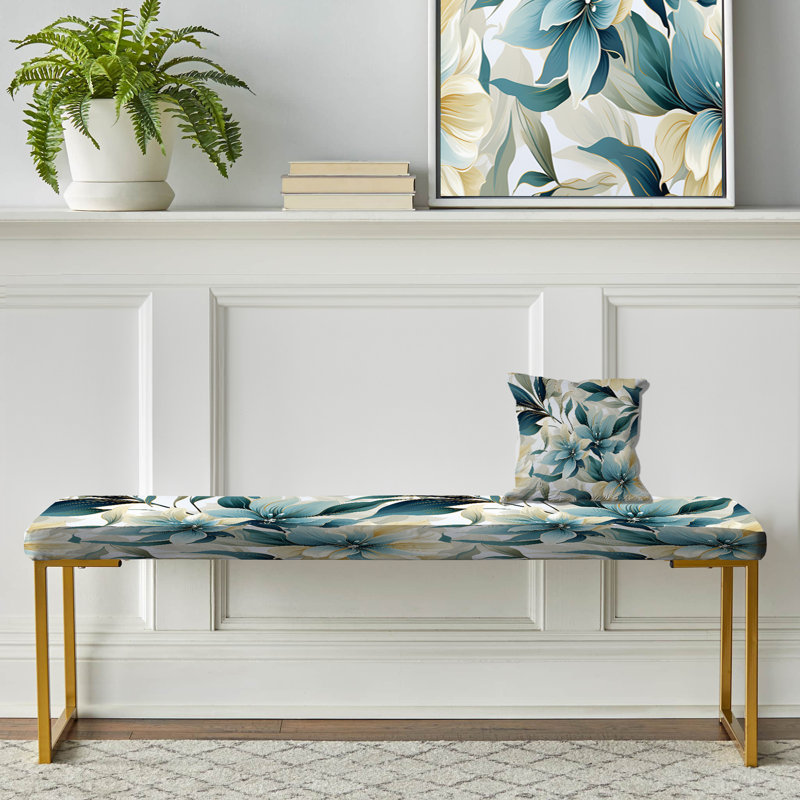 Banc floral rembourré or, Oceanic Canvas Tropical Pattern