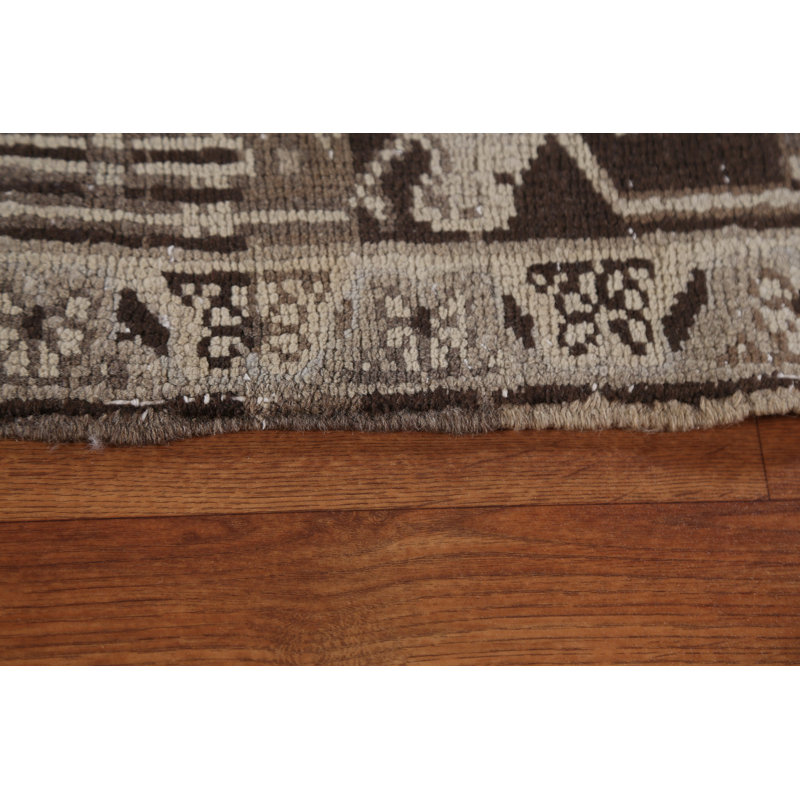 Tapis beige en laine noué à la main de conception unique 1960S 7 pi 6 po x 10 pi 8 po Hubband