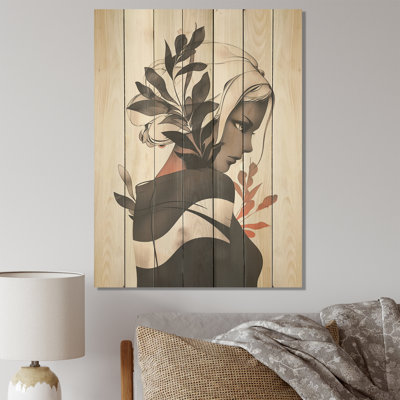Animations, portrait de femme tropicale I - Impression sur bois