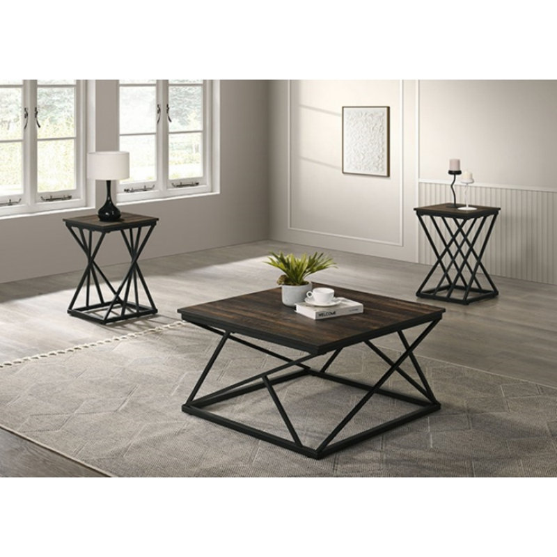 Ensemble de 3 tables basses Hardy, Marron foncé