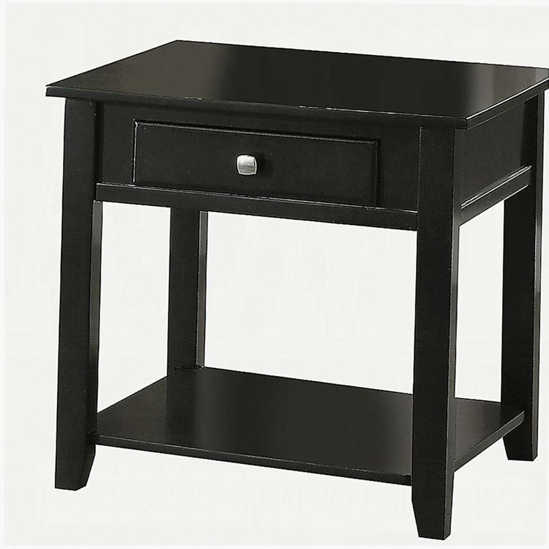 Black End Table with Bottom Shelf