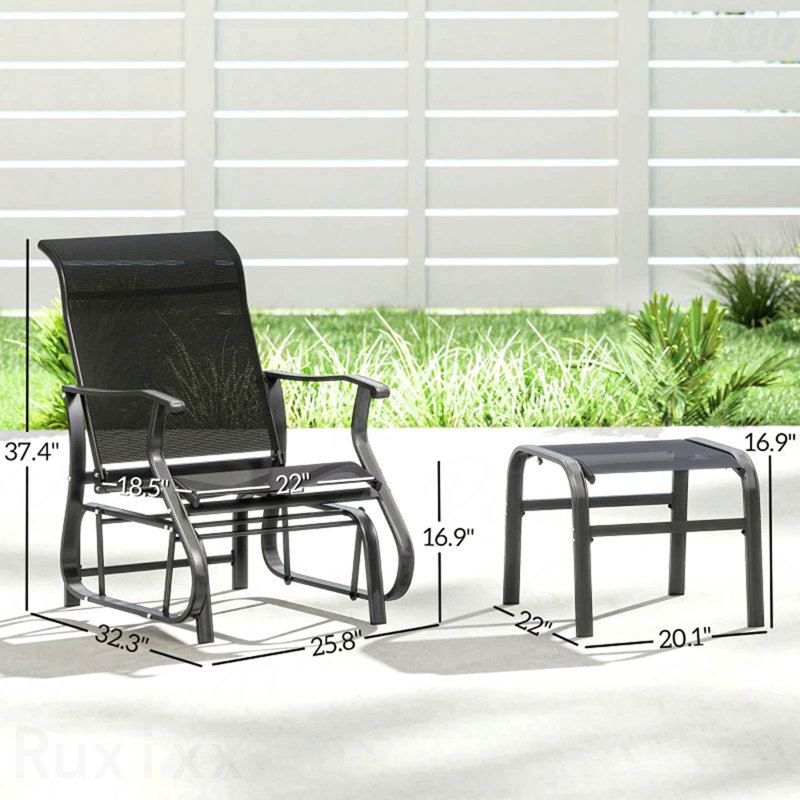 Fauteuil coulissant à haut dossier, fauteuil d'extérieur, Noir