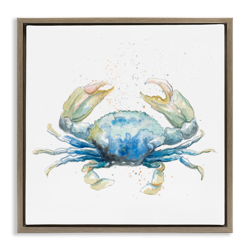 Art mural moderne sur toile flottante, "Modern Speckled Crab" par Patricia Pinto, Cadre flottant orme Montalcino