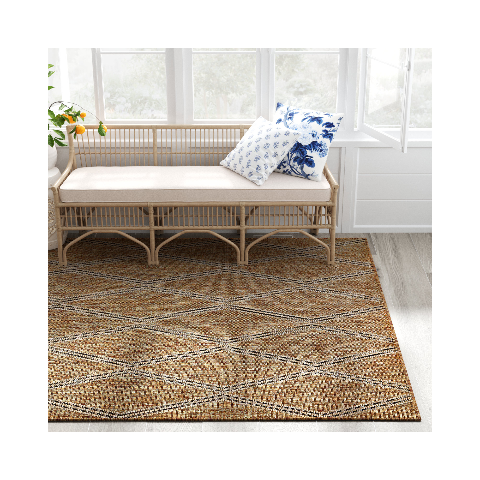 Twill Indoor/Outdoor Rug, Rectangle 5'3" x 7'