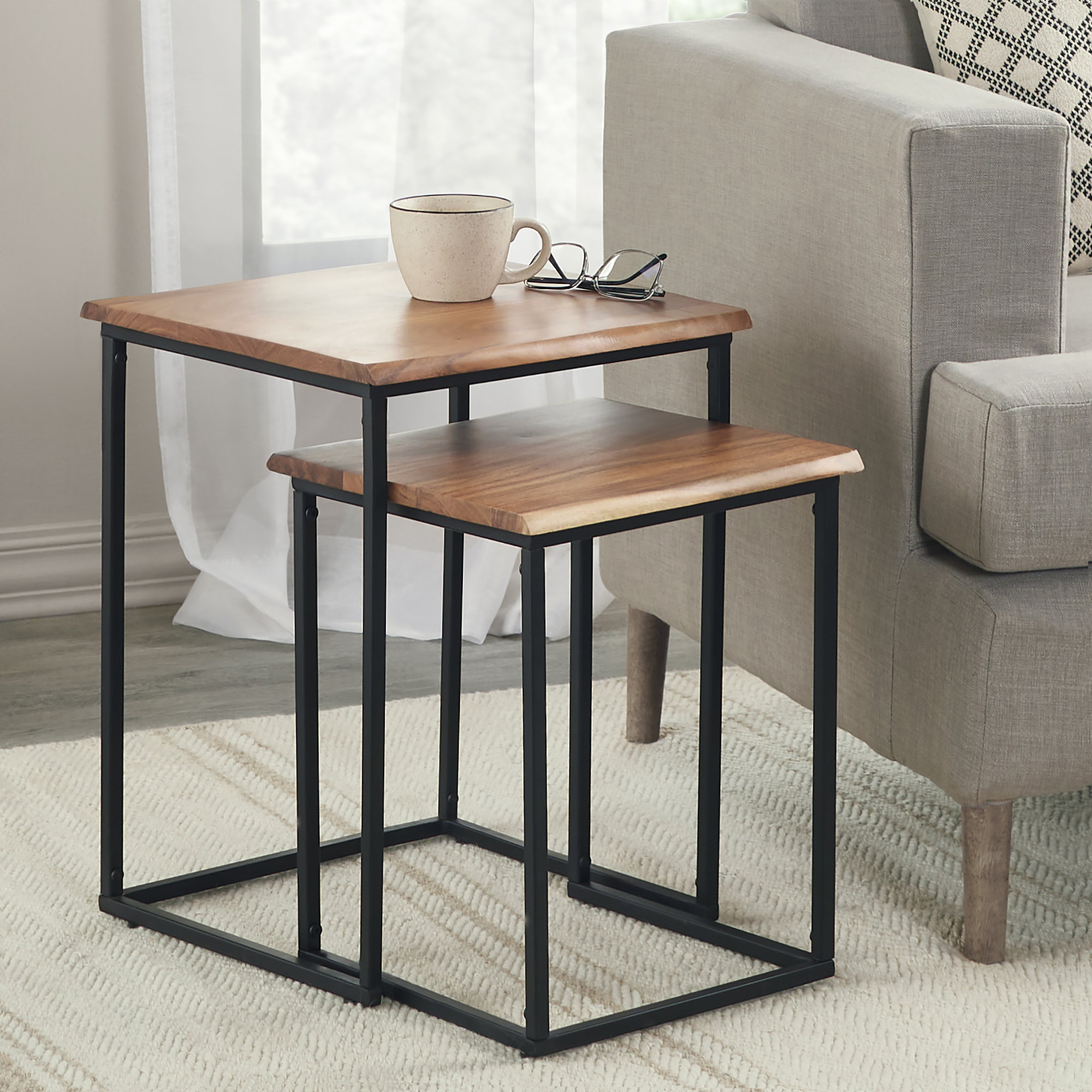 17 Stories Lianes Solid Wood Frame Nesting Tables & Reviews | Wayfair
