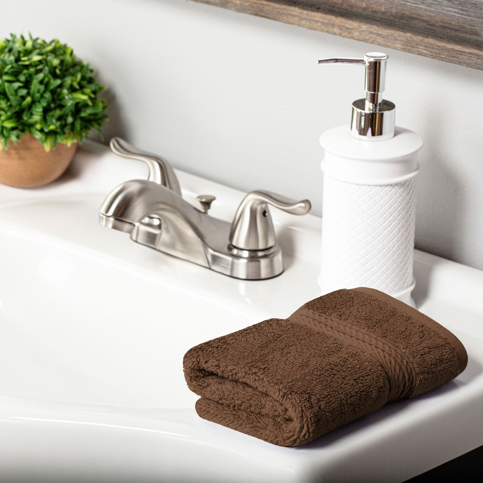 Egyptian Cotton Washcloth Set, Chocolate, Washcloth - 6 Pack