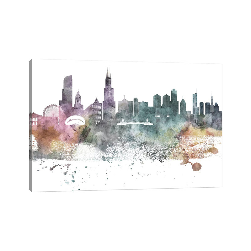 Philadelphia Pastel Skylines, H 12 po x l 18 po x P 1,5 po, Chicago