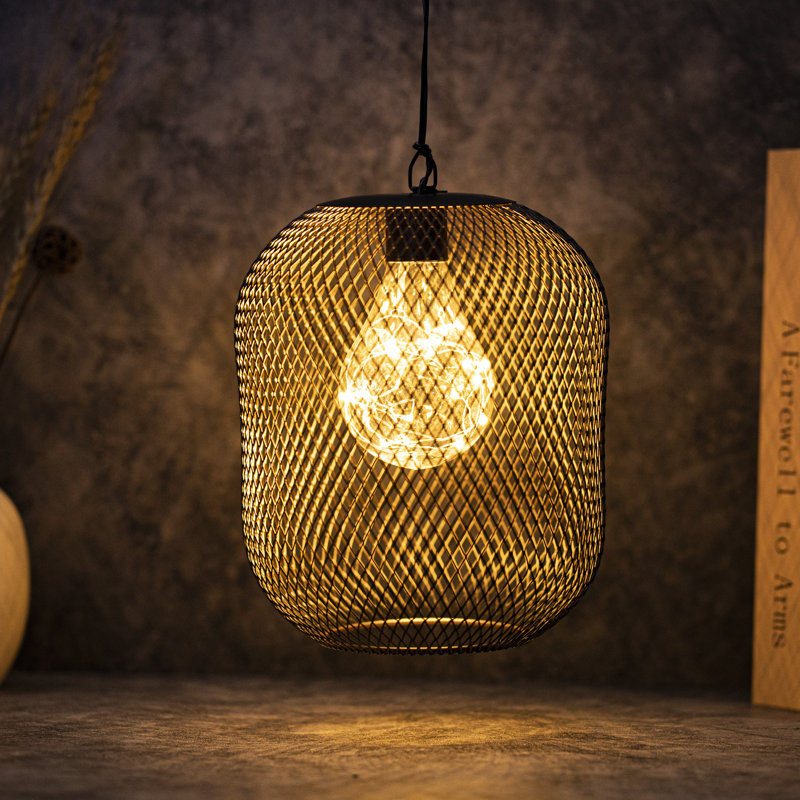 8.5" high hanging lamp battery operated hanging light (black)