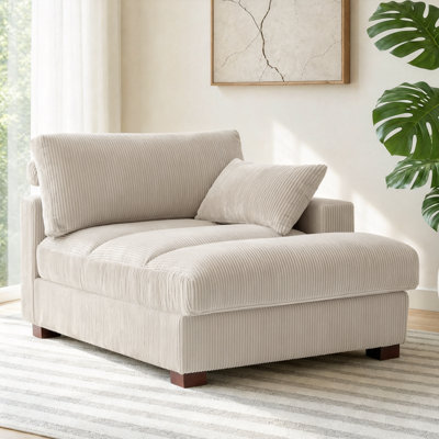 Chaise longue surdimensionnée en velours côtelé avec accoudoirs et coussins Bentura