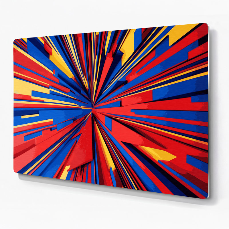«Geometric Abstraction 51», art mural en métal bleu, H 20 po x l 24 po