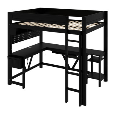 Gaming Loft Bed with Desk, Storage Shelves, LED  and Charging Station, Ultimate Setup for Gamers