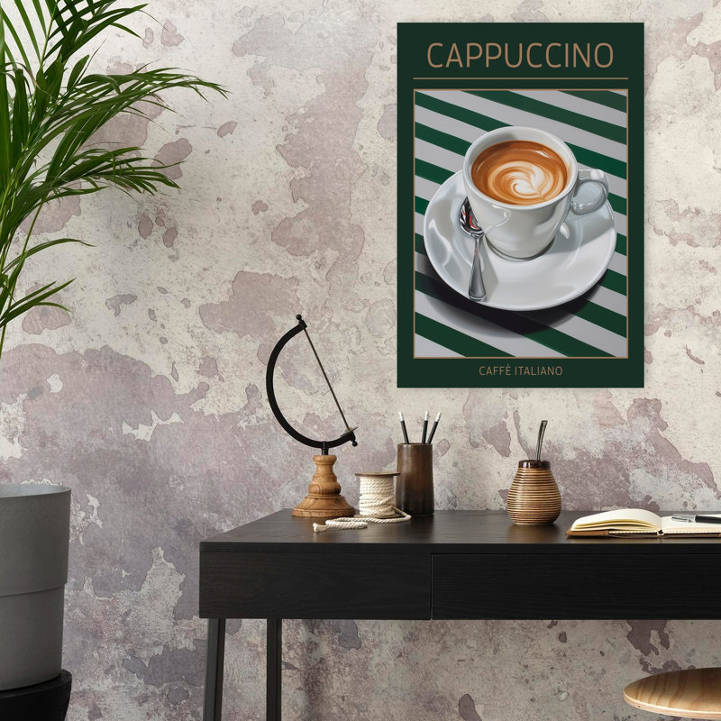 Cappuccino italien, art mural contemporain élégant, H 24 po x l 16 po