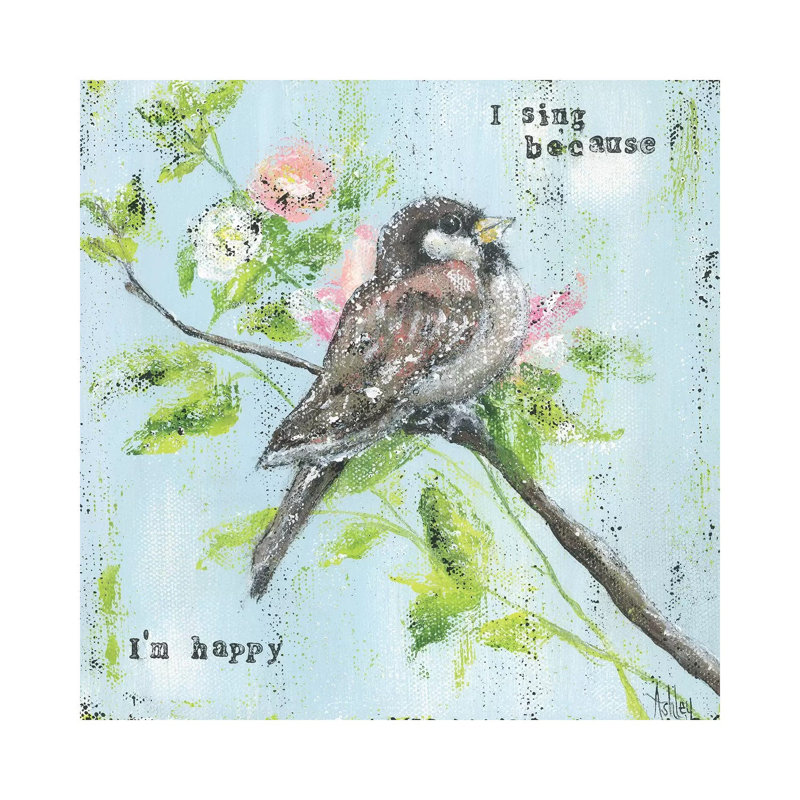 Sing Sing I'm Happy par Ashley Bradley - reproduction d'art, Pas de tapis, Toile tendue, H 12 po x l 12 po x P 0,75 po