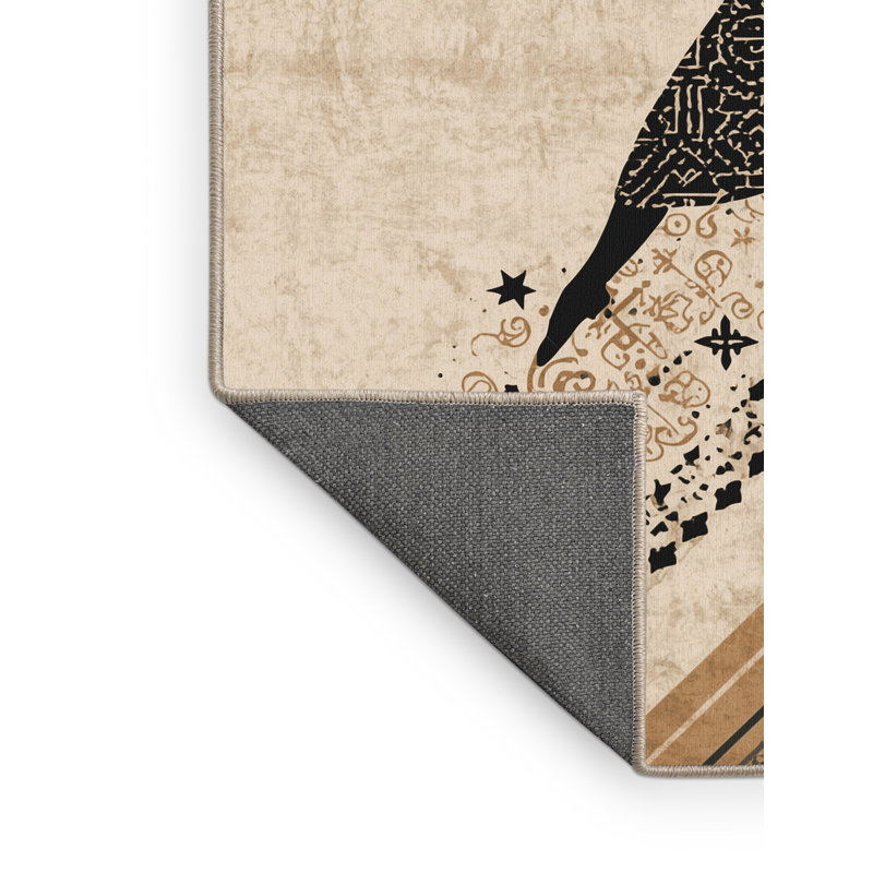 Soft Plush Montauk Irish Step Dancer Global Inspired Moroccan Area Rug in Beige – Beige Binding, 7x9