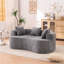 Canapé en forme de croissant, conception moderne à dossier bas avec coussins profonds, grand canapé à deux places rempli de mousse et auto-gonflant ne nécessitant aucun assemblage (tissu chenille gris)-129514112-129514111-129514110
