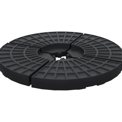 Base de parasol en porte-à-faux décalée, 4 pièces rondes robustes, 52 L d'eau / 112 lb de sable, base de patio noire, ronde, 52 litres d'eau ou motif 112,
