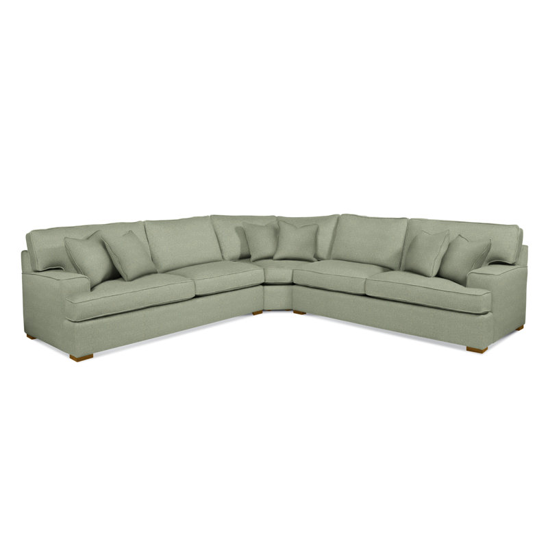 Sadie L-Sectional, Havana Finish, Green Performance Fabric; 0851-54