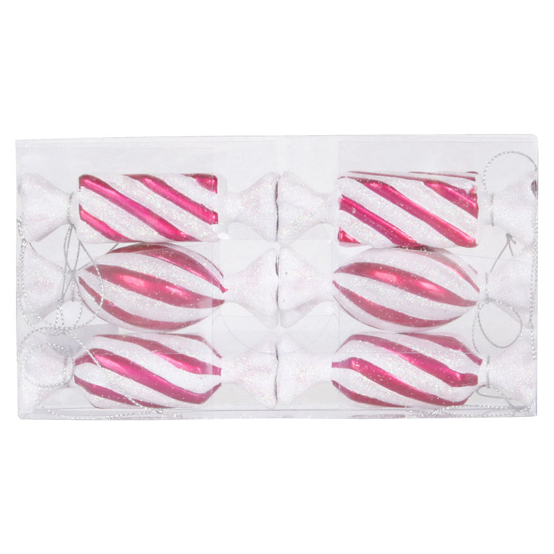 Ornements de bonbons scintillants 4 po, Cerise