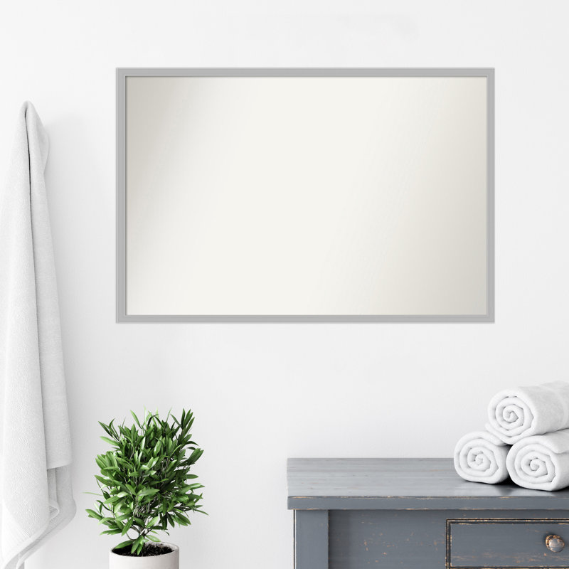 Hera Chrome Bathroom Vanity Non-Beveled Wall Mirror, 25" x 37"