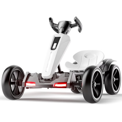 Karting électrique à pédales 12 V pour enfants de 3 à 8 ans, deux moteurs RS390, vitesse maximale de 8 km/h, 4 roues antidérapantes en EVA, blanc
