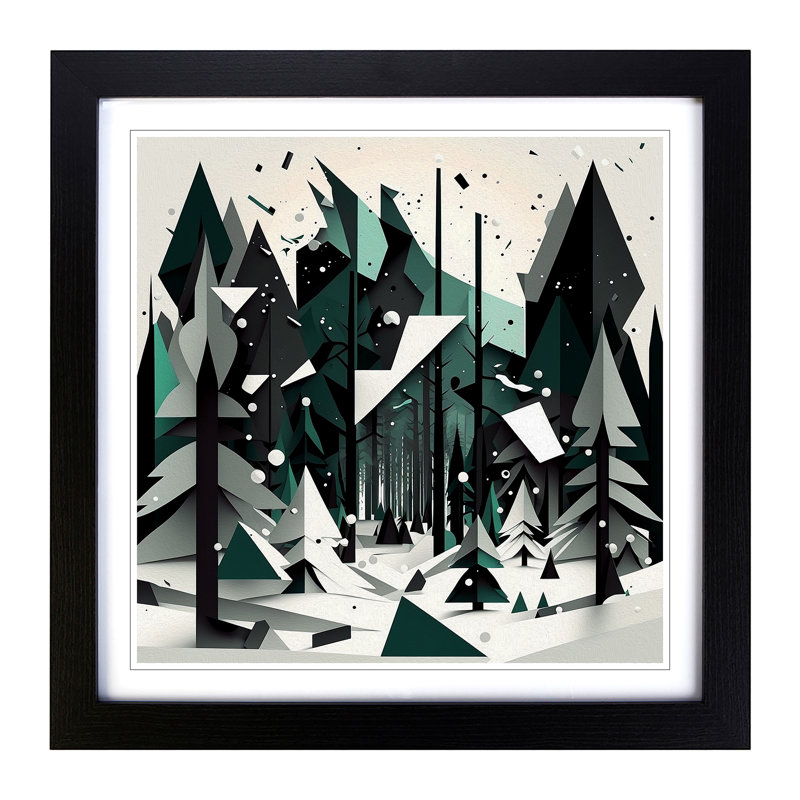 Winter Forest Suprematism No.2 - Framed Print, Black Framed