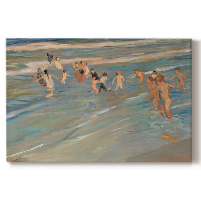 JoaquÃ­n Sorolla "Running Along the Beach (Corriendo por la playa)" - Museum Quality Gallery Wrapped Canvas Wall Art