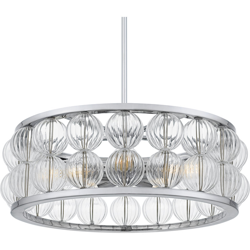 Luminaire suspendu 5 lumières Jadan, Chrome poli