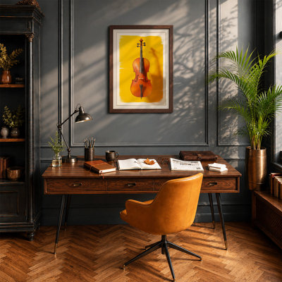 Cello on Gold Modern - Framed Print