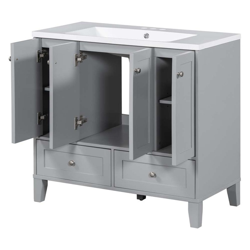 Ensemble de meuble-lavabo autoportant Speroni, Gris