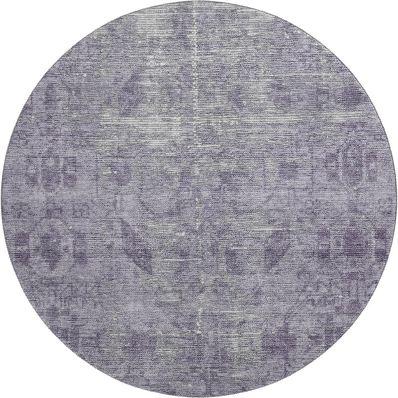 Premium Machine Washable Larock AMF1228 Global Rug, Round 8'