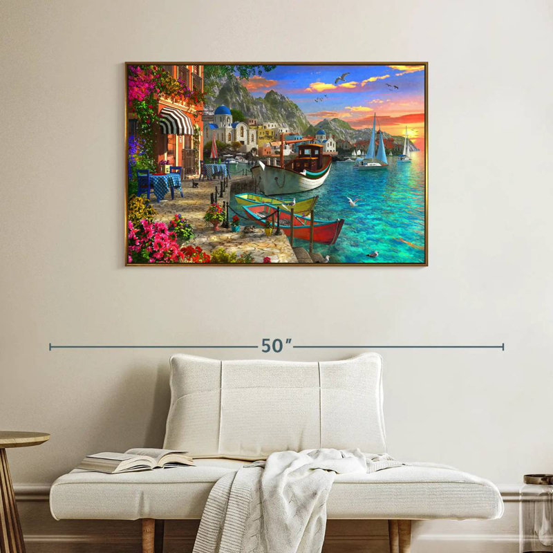 Grandios Grèce, Cadre flottant doré, 40 po x 27 po