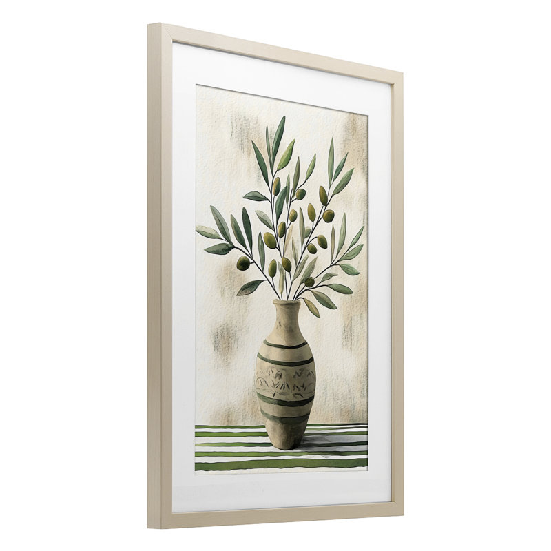 «Vase of Olive Branches», reproduction encadrée sous verre, design by Creative Studio, 23 x 17