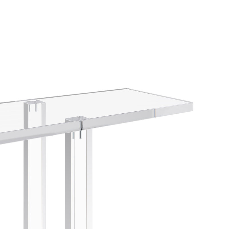 Acrylic Console Table, 2 Tiers Narrow Side Desk with Bottom Open Storage, Modern Rectangle Acrylic End Table, Transparent Entry Desk for Foyer, Hallway, Living Room, 7.6 x 39.4 x 31.5 in (Clear)