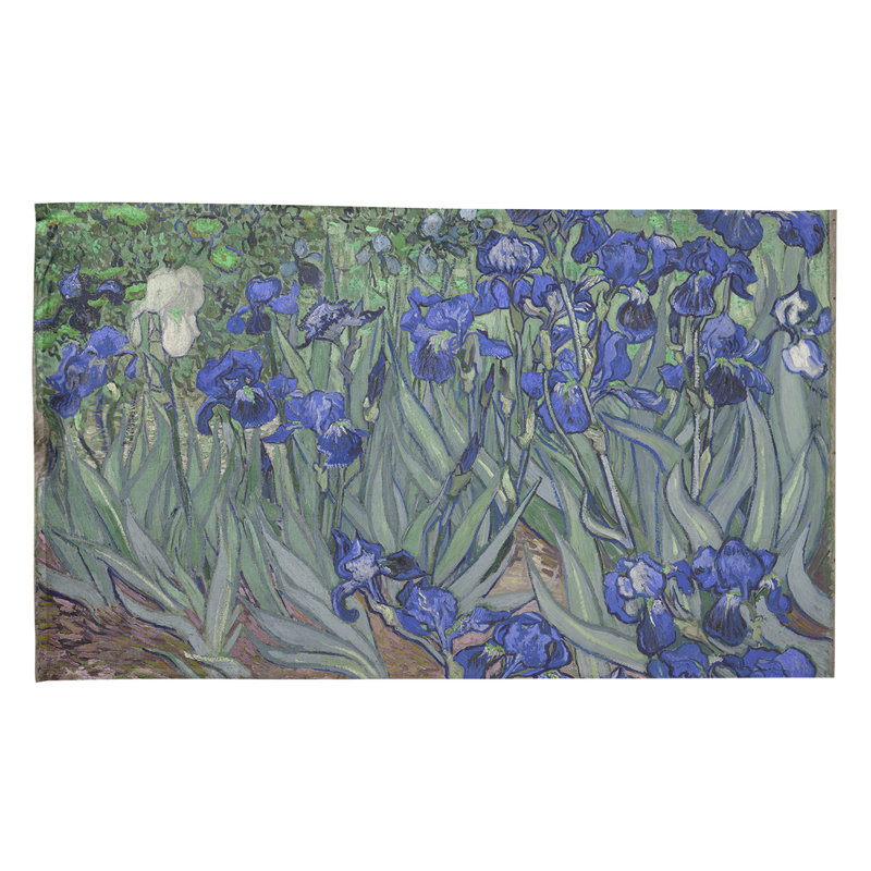 Serviette de thé irises, Polyester sergé, Mauve foncé / vert clair