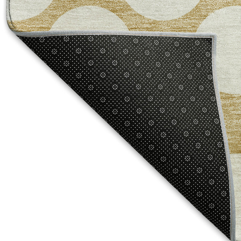 Tapis doré Prisco lavable à la machine de qualité supérieure, Rectangle 10 pi x 14 pi