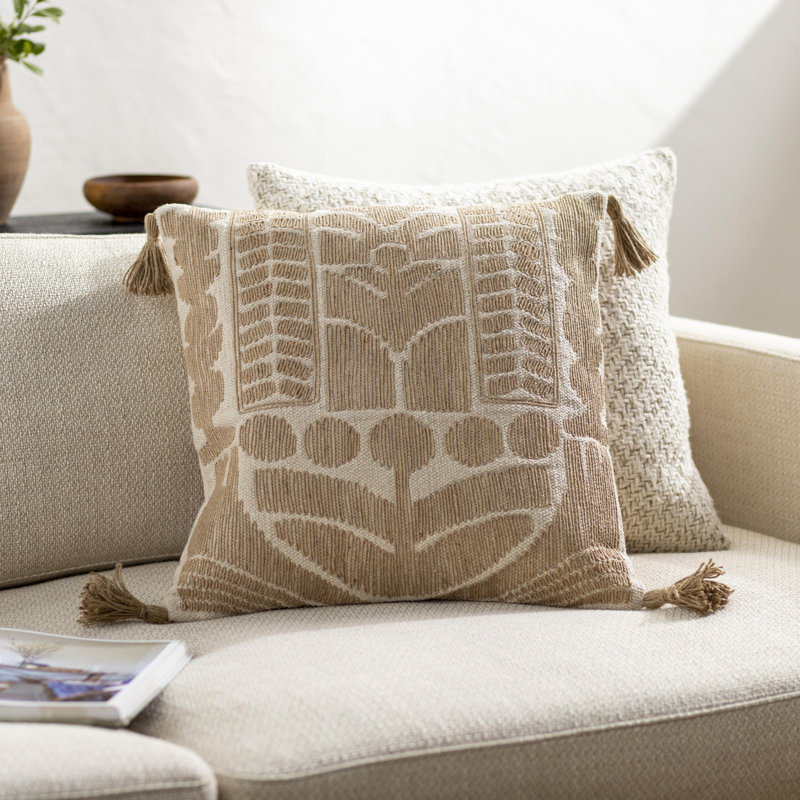 Coussin Farley, Crème, Polyester/ Bourre en polyester, 18 po x 18 po