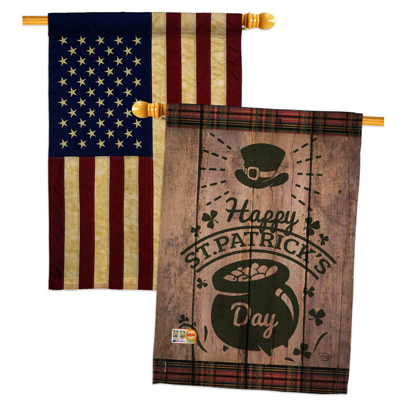 Drapeau de maison en polyester 2 faces 3 pi 3 po x 2 pi 3 pi St. Patrick's Day